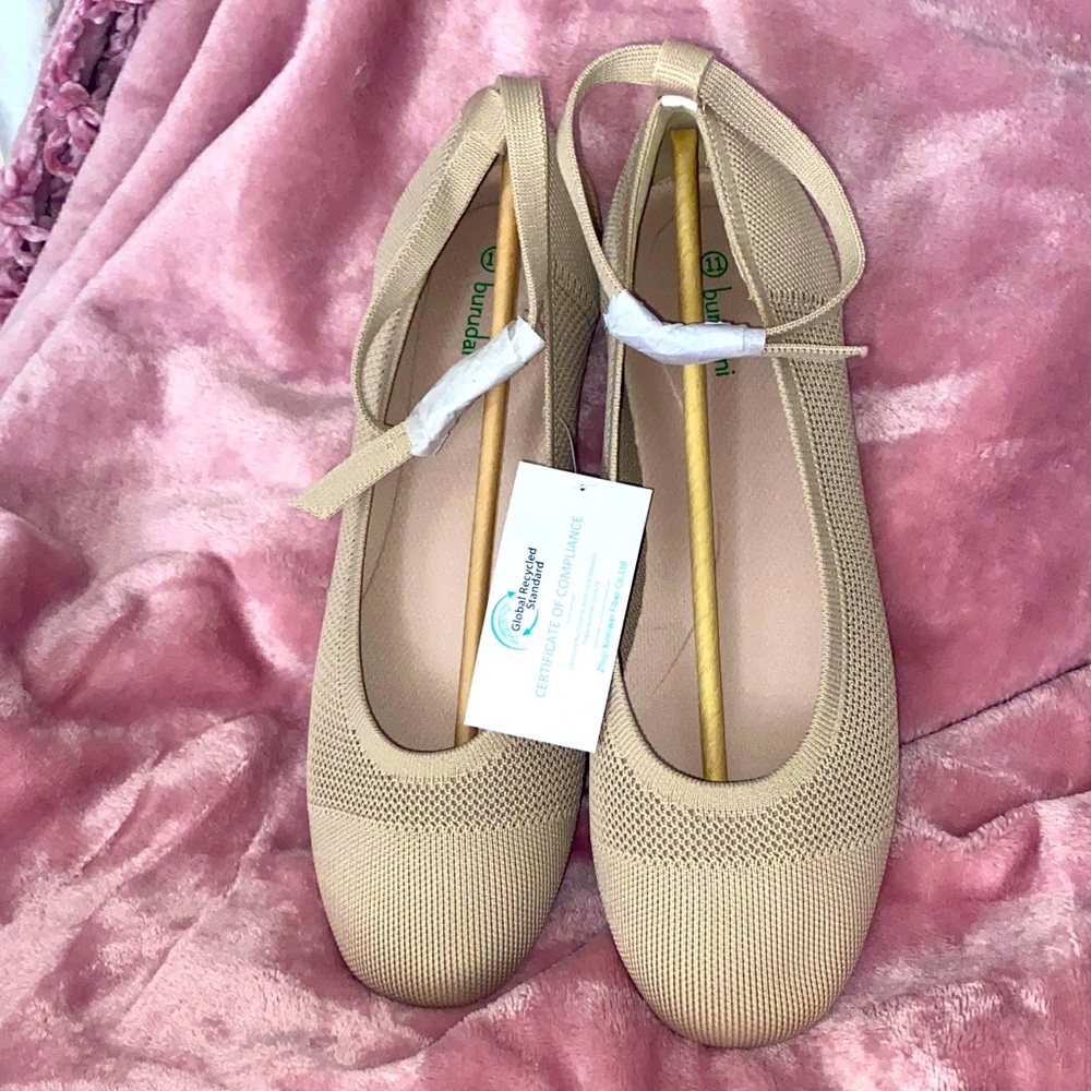 Burudani Tan Flats with Ankle Strap